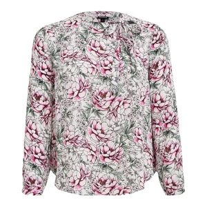 Torrid Floral Print Georgette Bow Tie Blouse Boho Fall White/Purple Sz 2X NWT